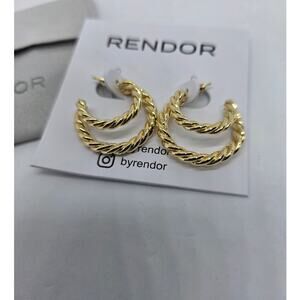 Rendor Victoria Braided Double Hoop Gold Earrings